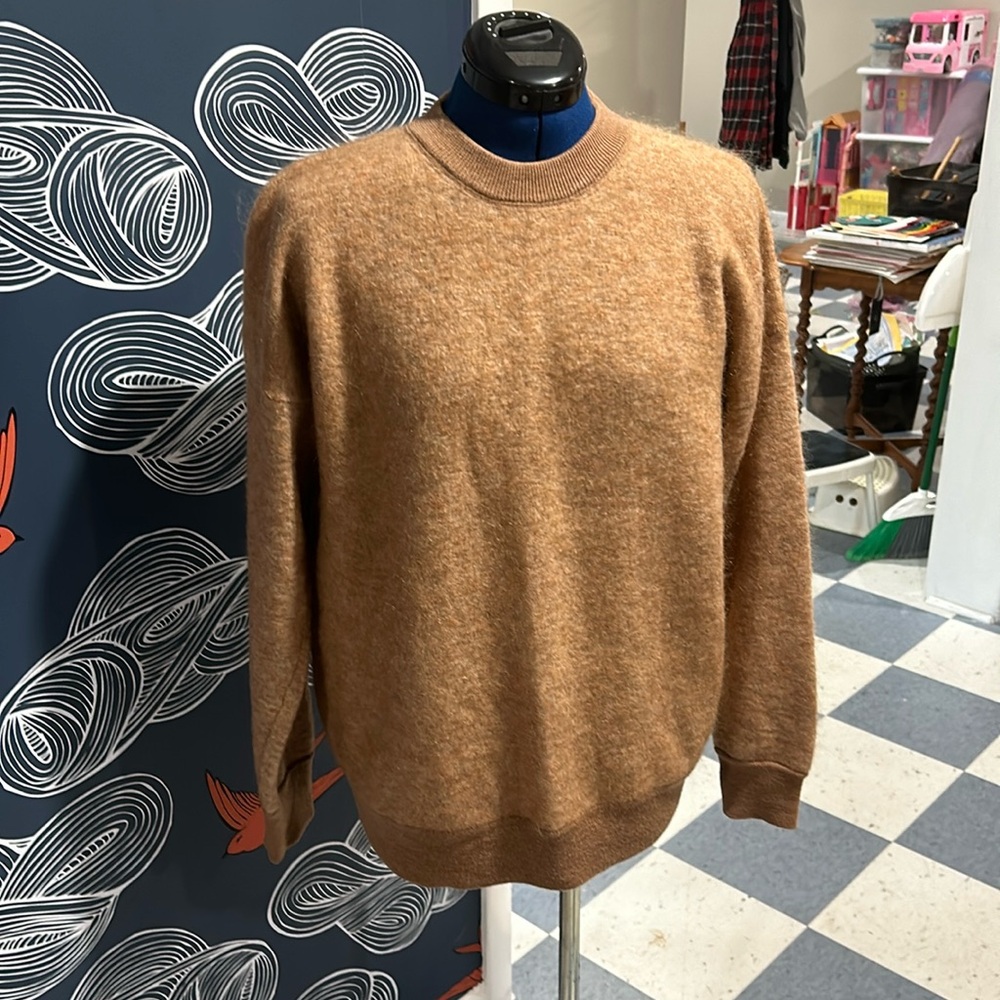 EUC J. Crew oversized wool-mohair blend sweater in marled camel, size M